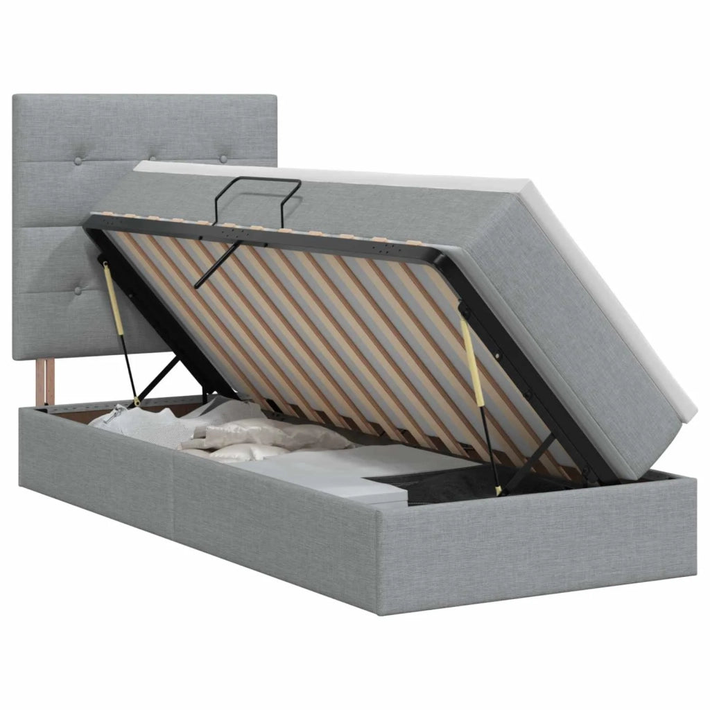 Letto con contenitore e materasso Grigio Chiaro 100 x 200 cm 3459483