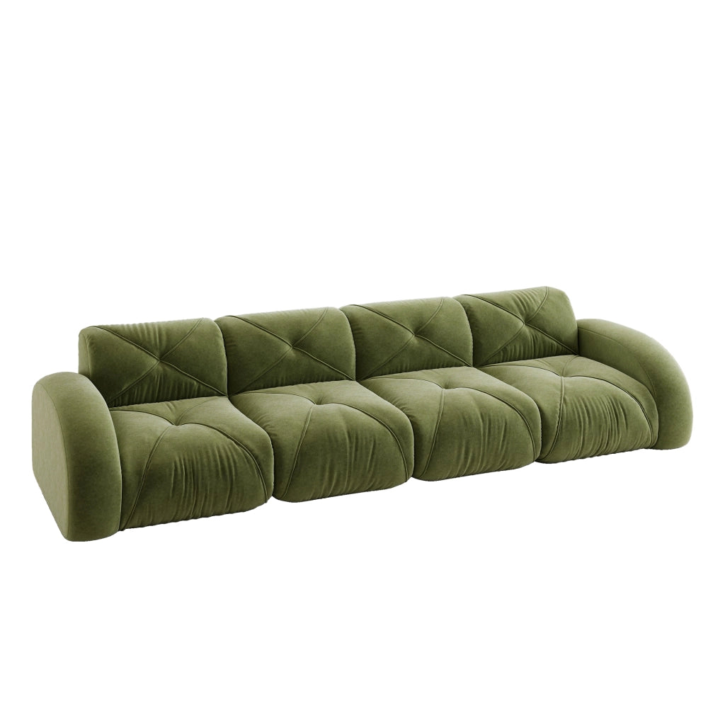 Sofa modulare senza cornice - Zephmum - Extra grande, 4 posti, tessuto Chenille comodo, design antiscivolo, facile assemblaggio, Verde