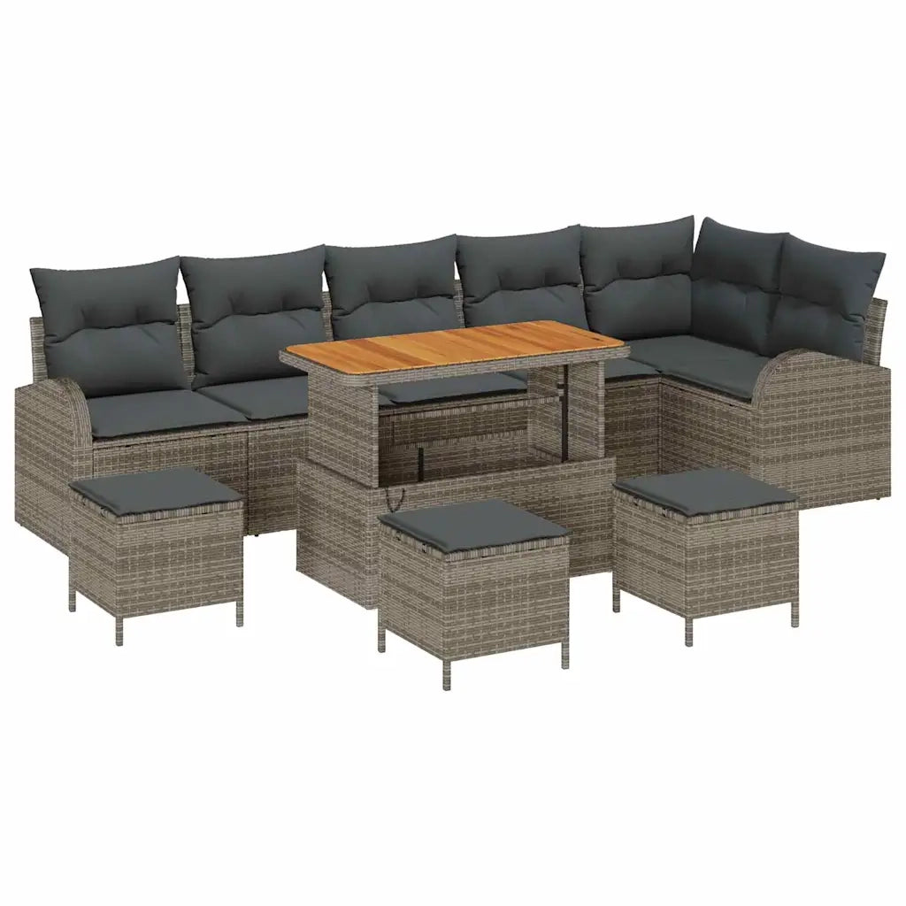 Set Divano da Giardino con cuscino 10 pcs Grigio polyrattan 3362423