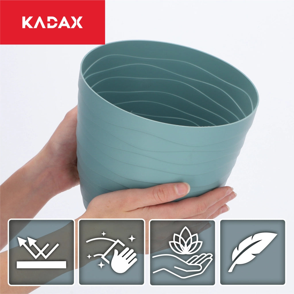 Vaso da fiori KADAX, coprivaso rotondo verde da 19 cm in plastica