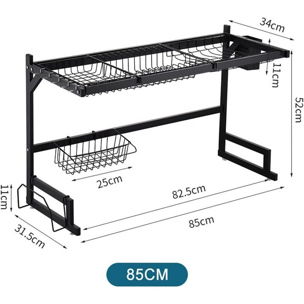 Trade Shop - Scolapiatti Organizer Lavello In Acciaio 2 Livelli Salvaspazio Regolabile Cucina -
