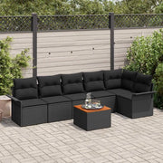 Set Divano da Giardino con cuscino 7 pcs Nero polyrattan 3347338