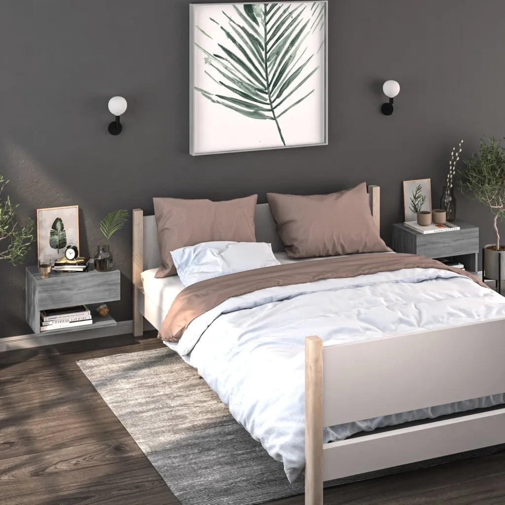 Comodino | Armadio da Notte | Mobiletto da notte a Muro Grigio Sonoma
