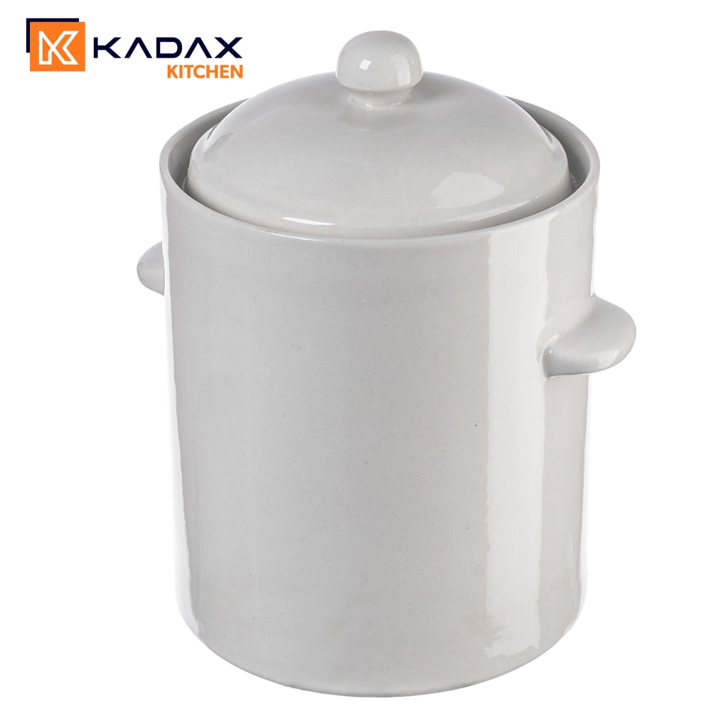 Vaso KADAX a forma di barile per sottaceti con collarino, 2,5 l, in gres per cavoli e cetrioli