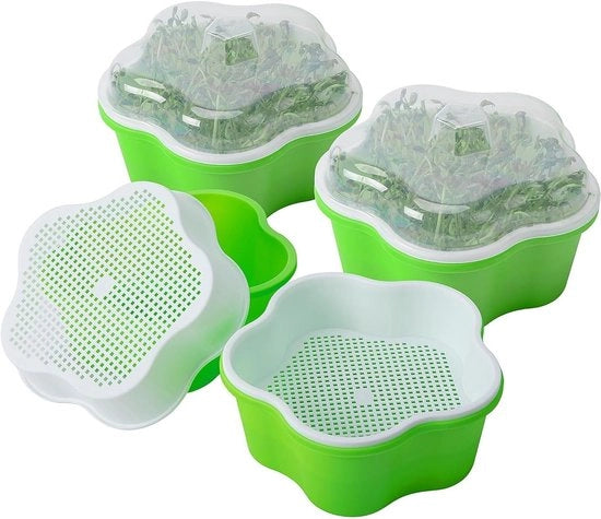 Kit di semina con coperchio - Contenitori per coltivazione idroponica - 4 pezzi - 16 cm