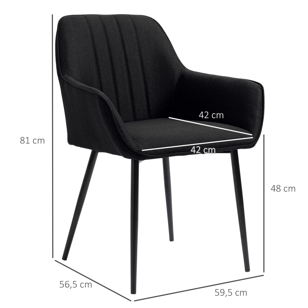 Sedia da Pranzo Design Scandinavo ¨C Minimal ¨C Nero, Metallico, Set 2 Pezzi