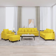 Set di Divani 4 pz con Cuscini Giallo Chiaro in Tessuto 3201645