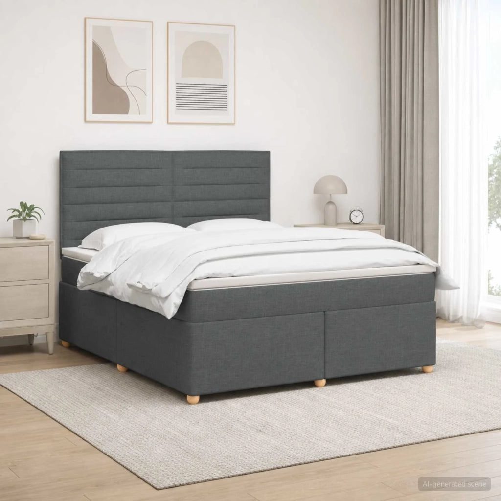 Letto box spring con materasso Grigio Scuro 140 x 190 cm 3455337