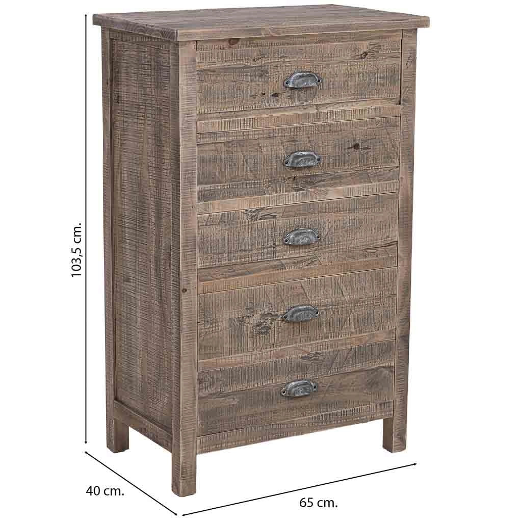 Cassettiera in legno marrone 65x40x103,5h cm