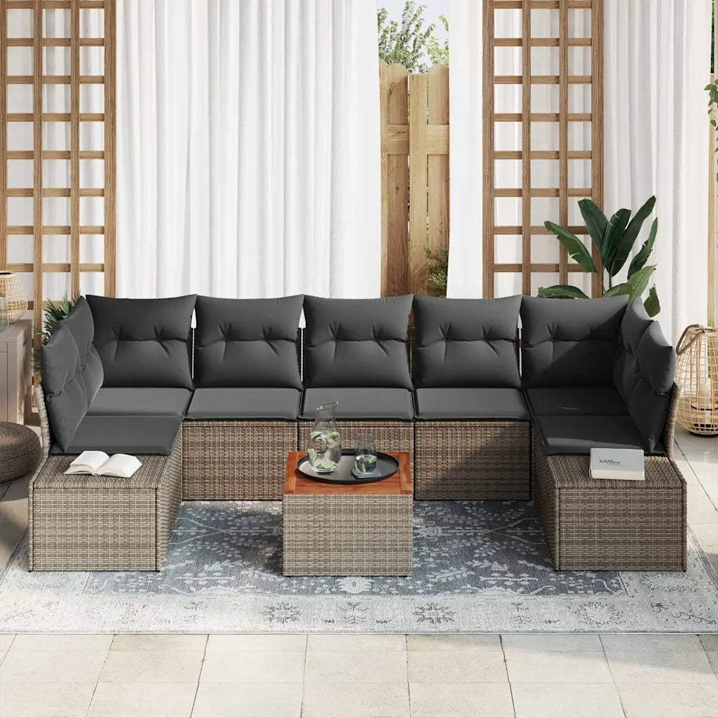 Set Divano da Giardino 8 pcs Grigio polyrattan 3356592
