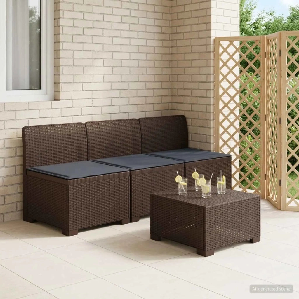 Divano da esterno-Divano da Giardino 3 posti con cuscini in look rattan PP 363424