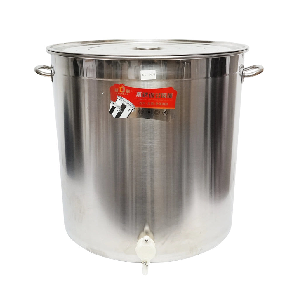 Maturatore in acciaio inox con coperchio per miele, capacità 200 kg