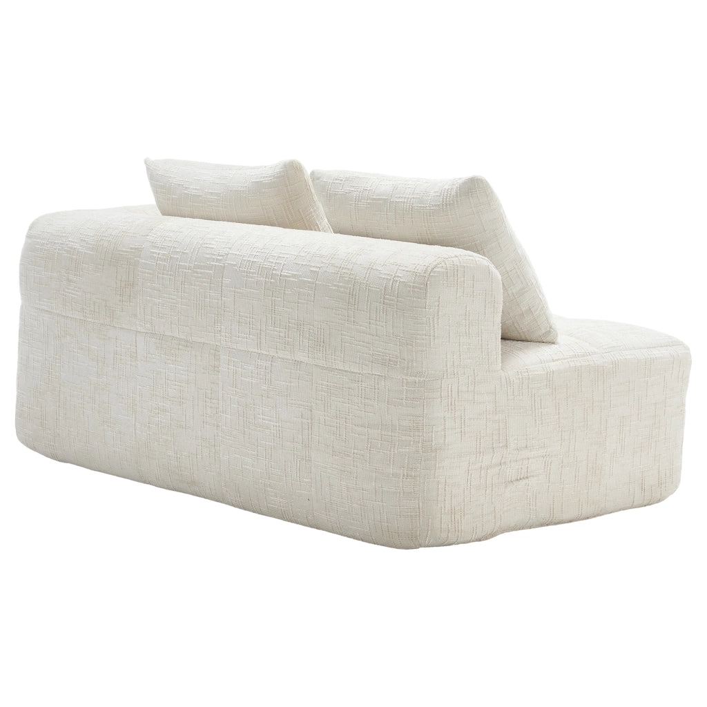 Divano 2 Posti con Cuscini e Tasche Laterali ¨C MINIMAL ¨C Beige, Tessuto Morbido