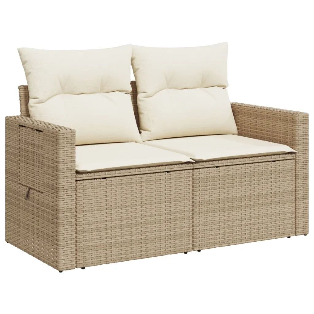 Divano da Giardino con Cuscini a 2 Posti Beige in Polyrattan 366079