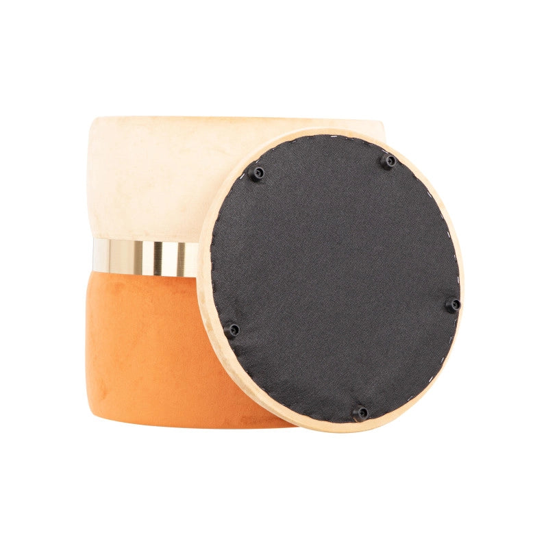Set di 2 Pouf Contenitore Bicolore Jolene Beige/terra Di Siena 37x37x42