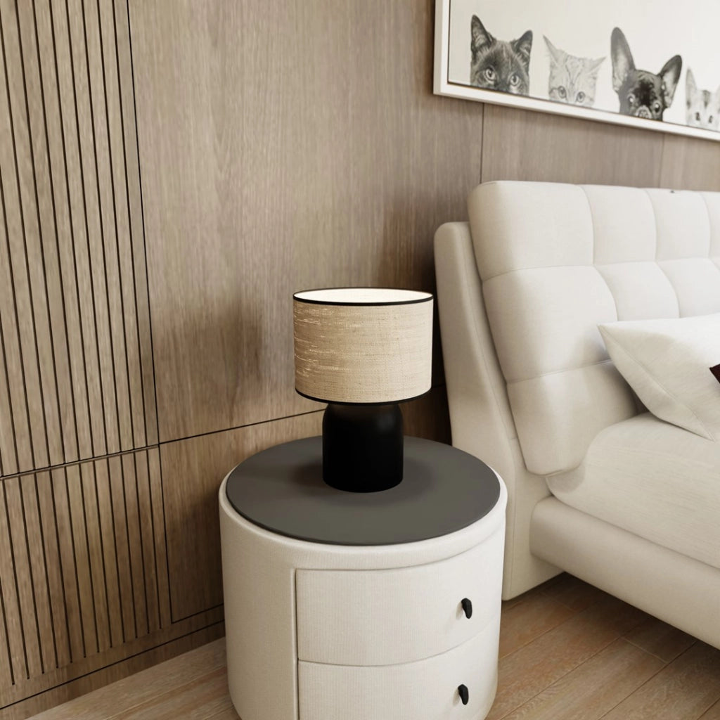 Lampada da tavolo nera paralume crema E27 15W Aspen