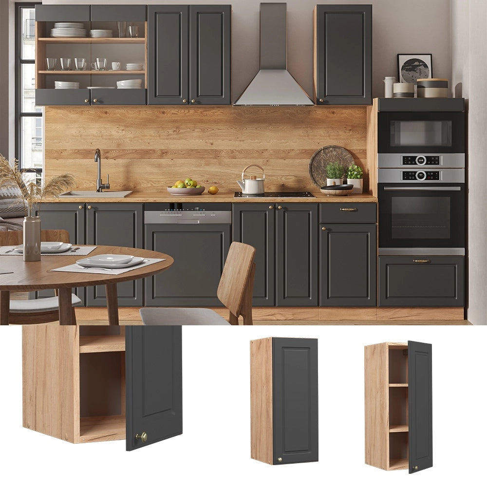 Pensile da cucina Fame-Line Antracite-oro/Rovere dorato 30 cm Vicco