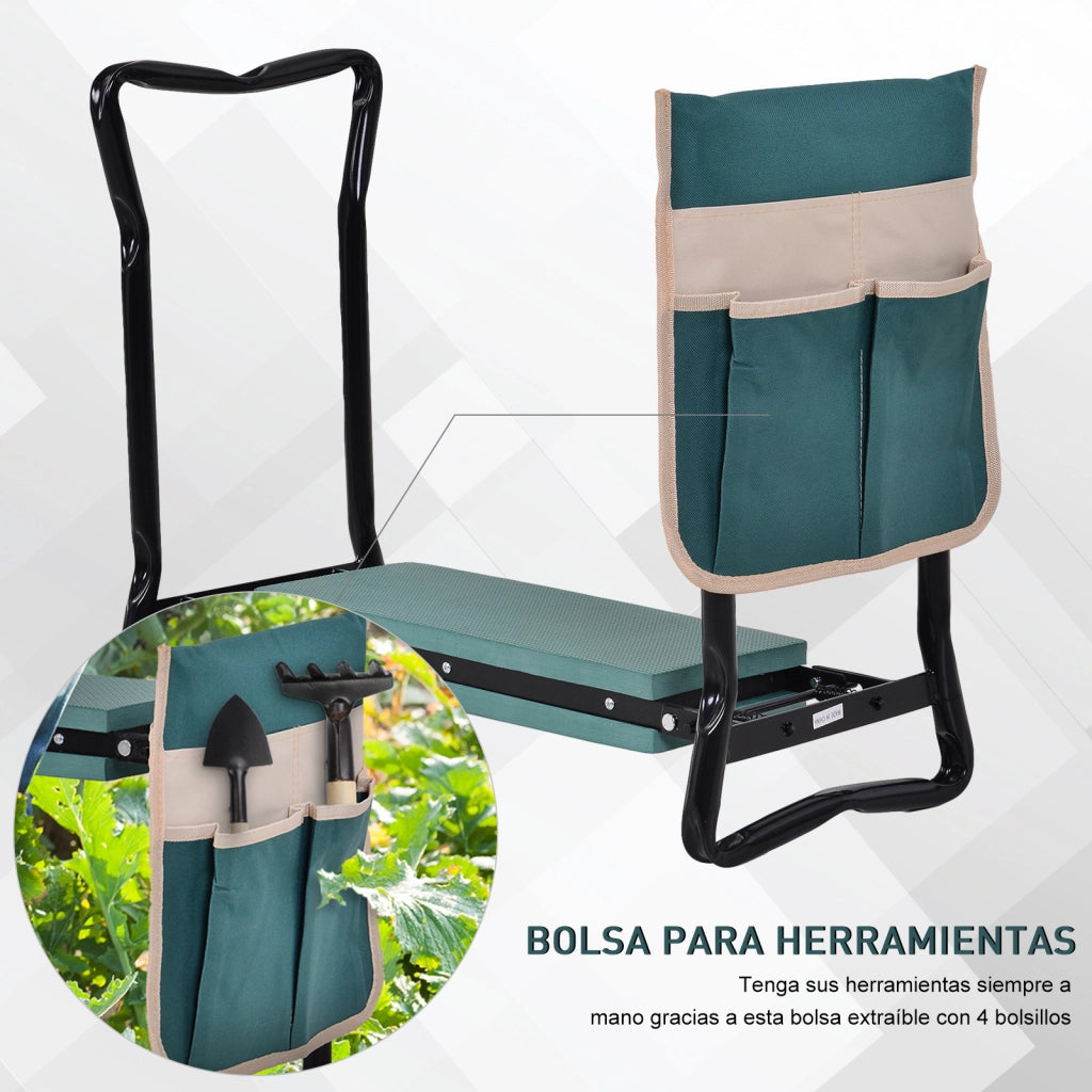Sgabello da Giardino Pieghevole con Cuscino ¨C zephmum ¨C Verde Nero