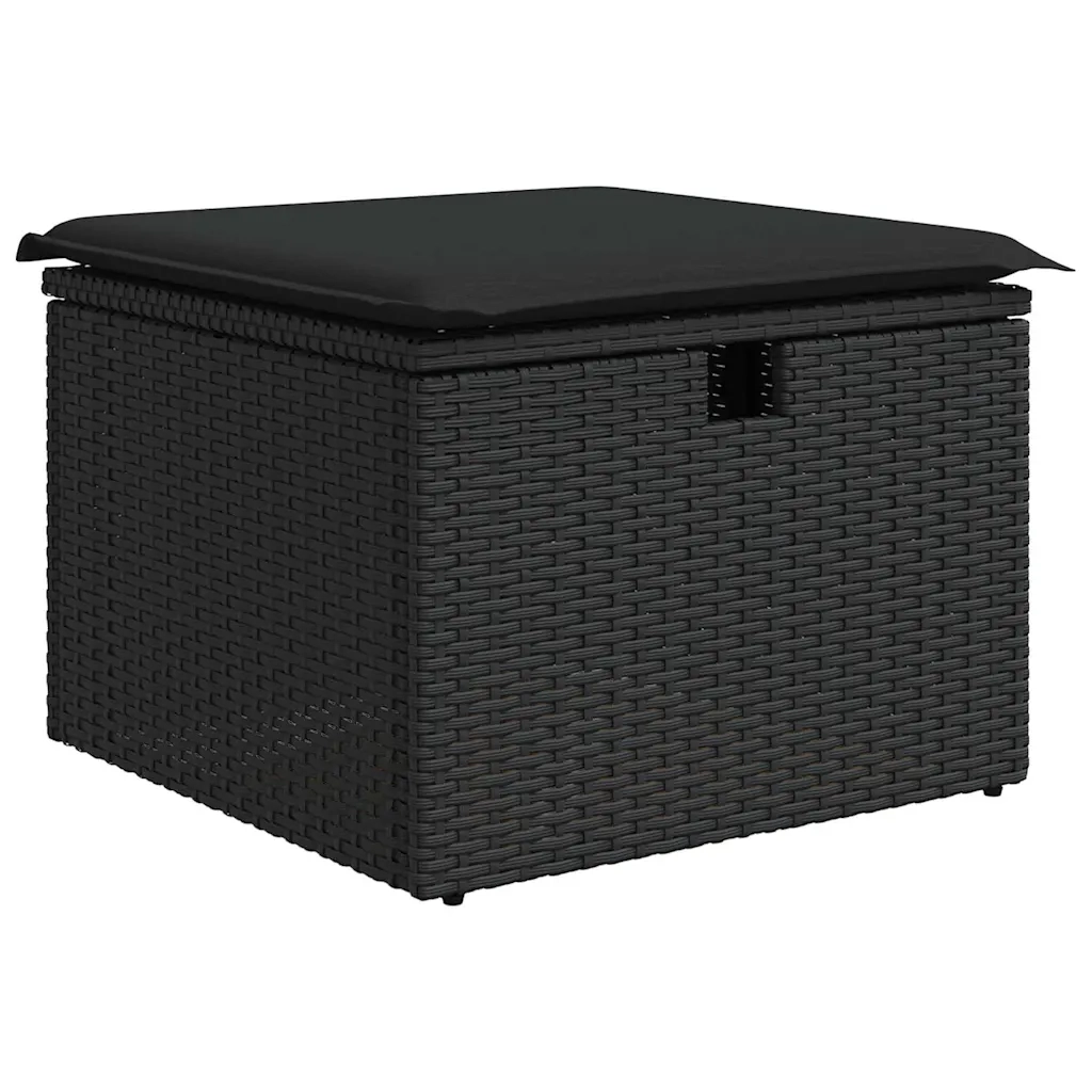 Set Divano da Giardino con cuscino 6 pcs Nero polyrattan