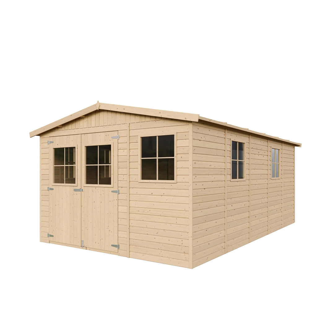 TIMBELA M337 Casa da giardino in legno naturale A226x516x324 cm/15 m²