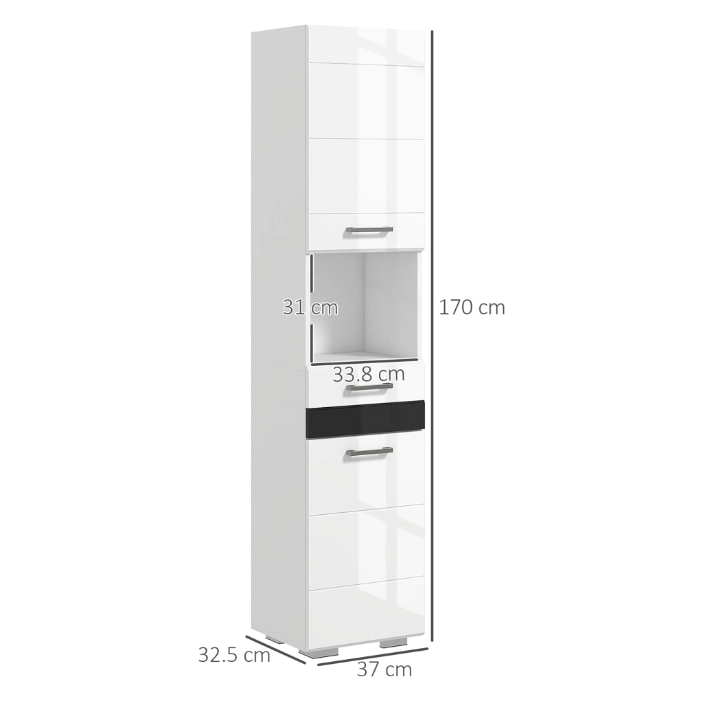 Colonna Bagno con Cassetto e Ripiani ¨C Xylo ¨C MDF Bianco 37x32.5x170 cm