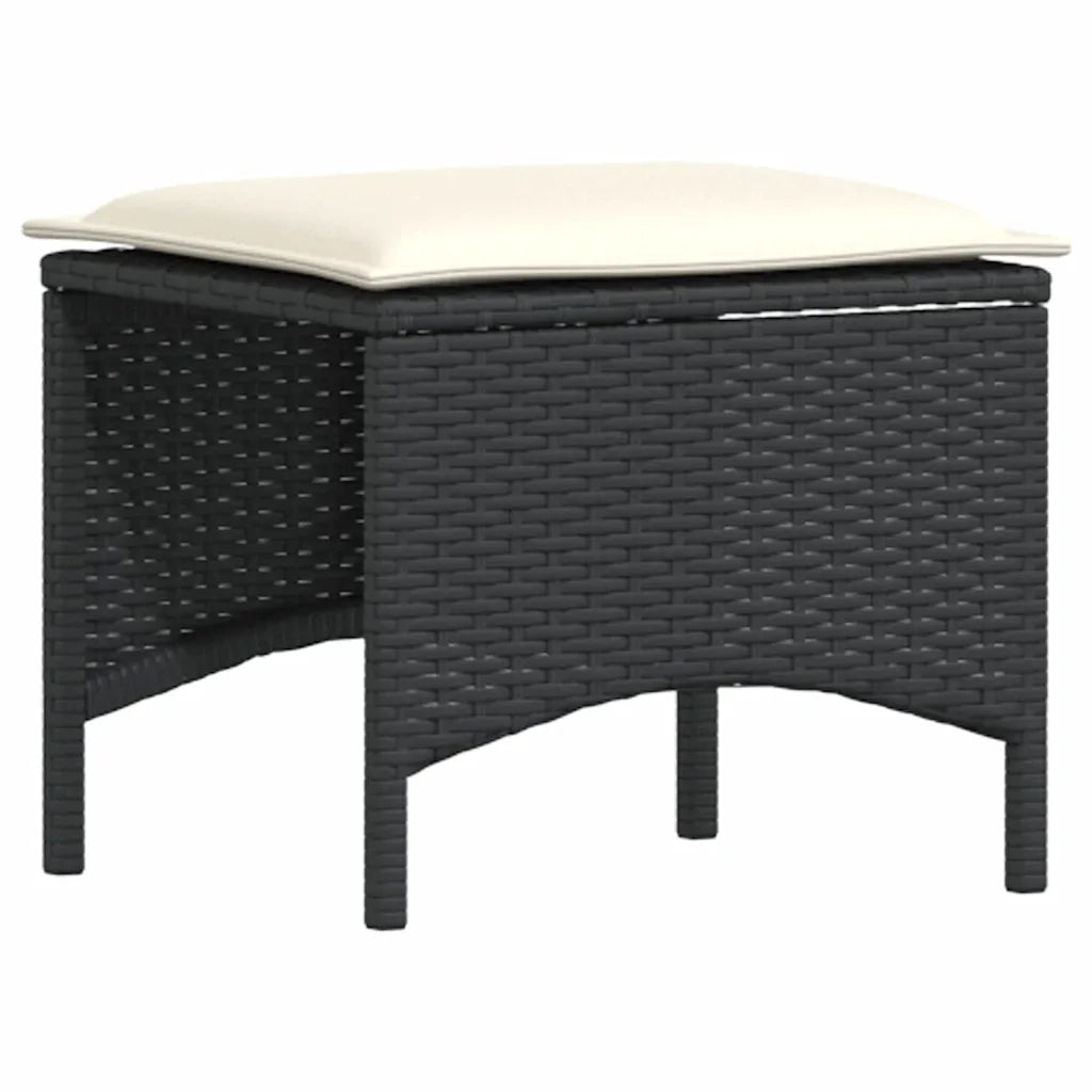 Set da Pranzo da Giardino 3 pz con Cuscini Nero in Polyrattan 4104135