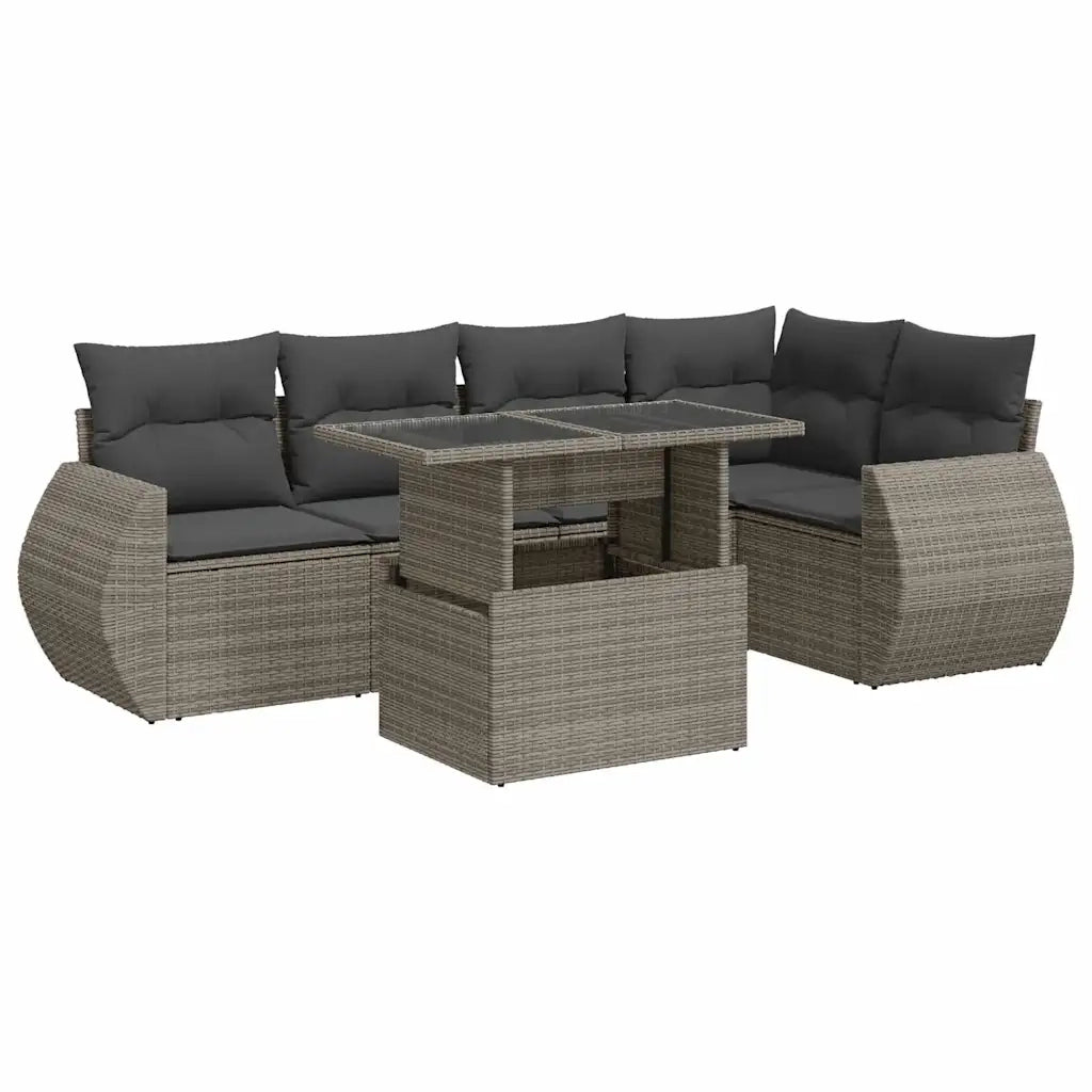 Set Divano da Giardino 6 pz con Cuscini Grigio in Polyrattan 3326641