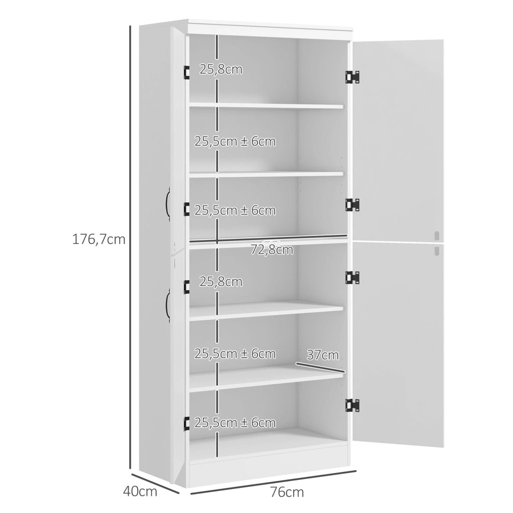 Credenza moderna con 4 ante e 6 ripiani ¨C Xylo ¨C Bianco 76x40x177 cm