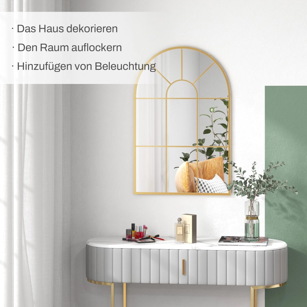 Specchio da Parete Design Finestra ¨C Xylo ¨C Cornice Metallo Oro 91x60cm