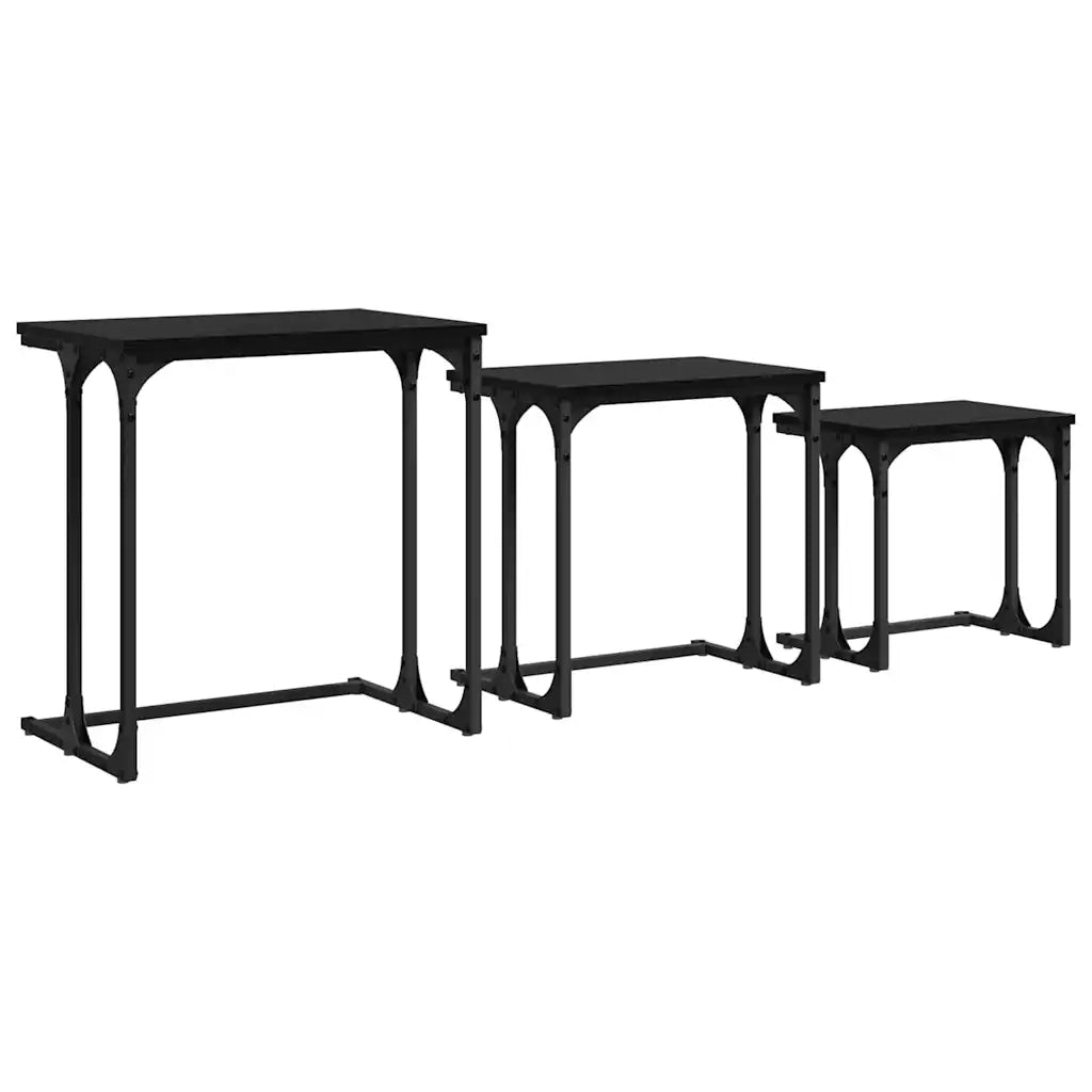 Tavolo da caffè nesting 3 pcs Rovere nero Legno multistrato 883533