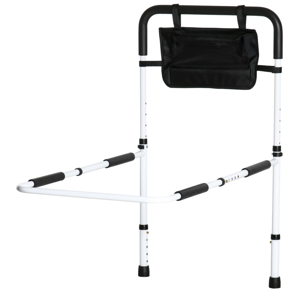 Sponda letto protezione regolabile 5 altezze con tasca portaoggetti ¨C Xylo ¨C 52x85-95x71-102cm bianco nero
