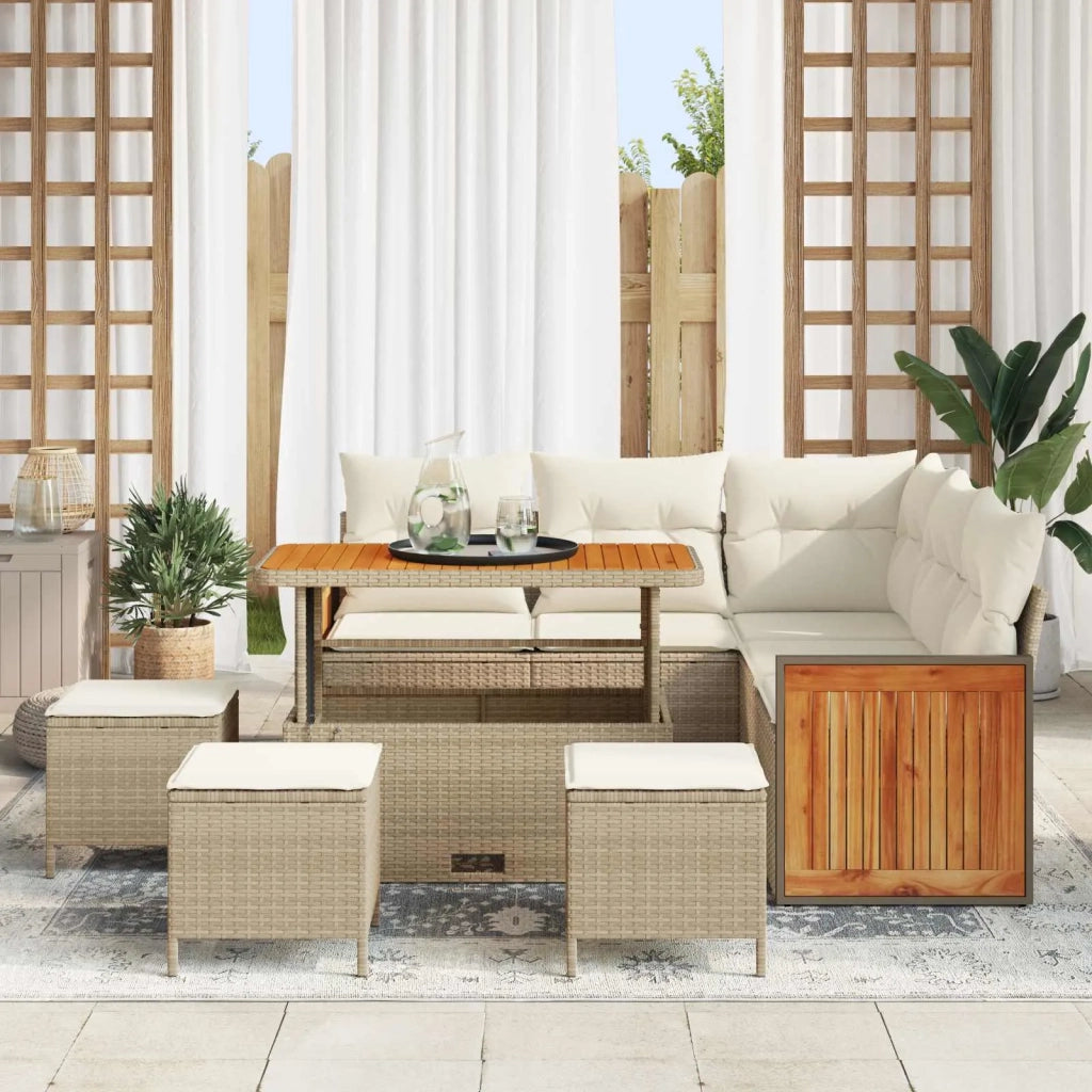 Set Divano da Giardino con cuscino 9 pcs Beige e Crema 3363181