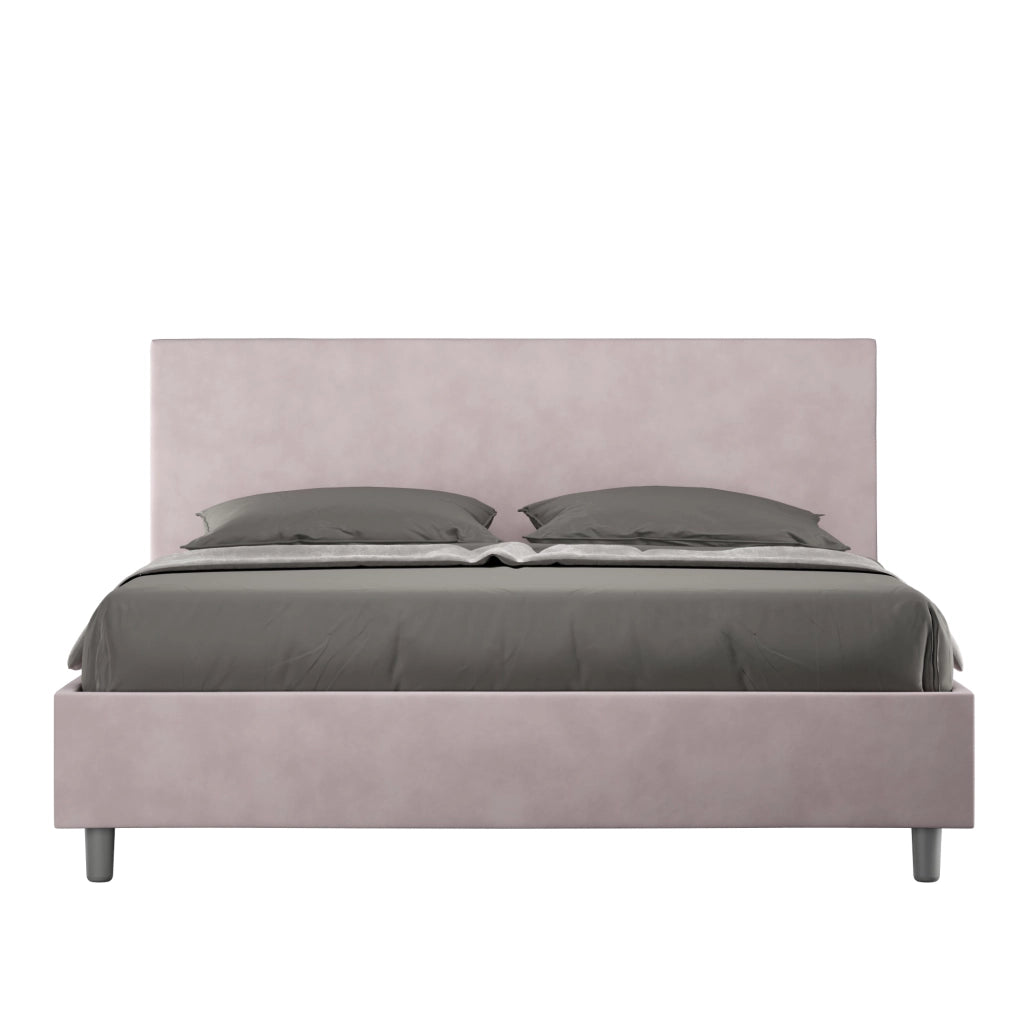 BS COM Letto matrimoniale contenitore imbottito 160x200 microfibra glicine