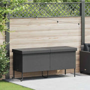 Contenitore da Giardino con Ruote Nero 160x55x75 cm Polyrattan 4103831