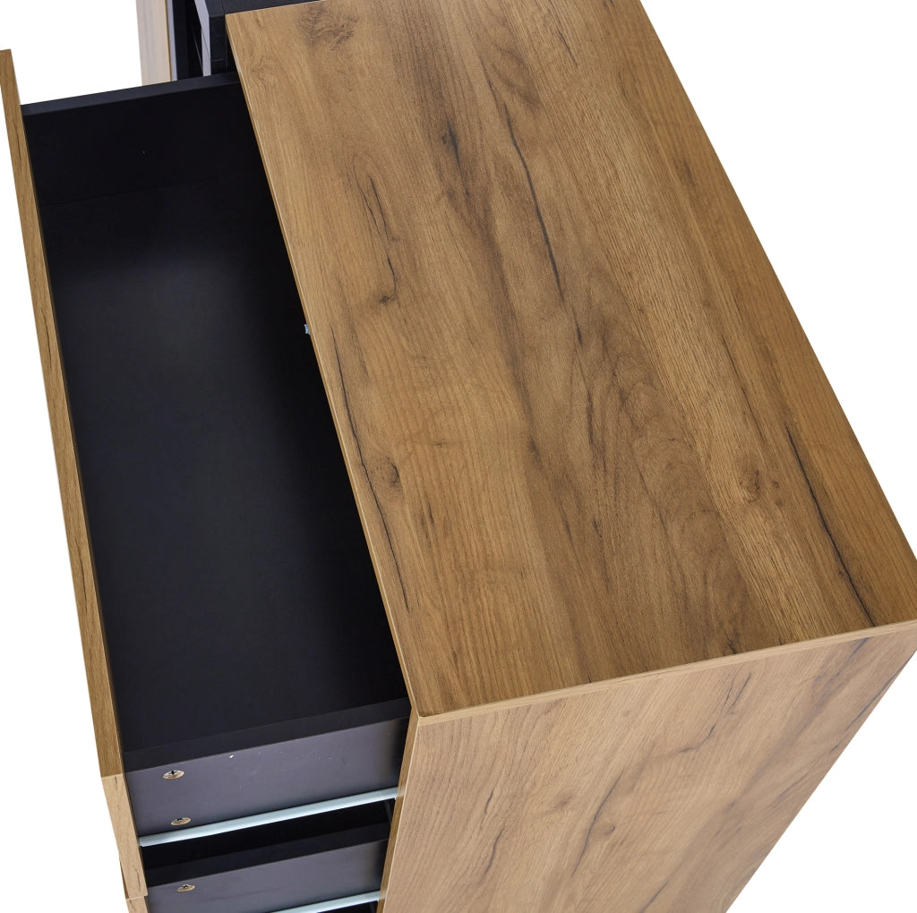 Credenza moderna con LED e controllo APP; 140 x 40 x 80 cm; marrone e nero