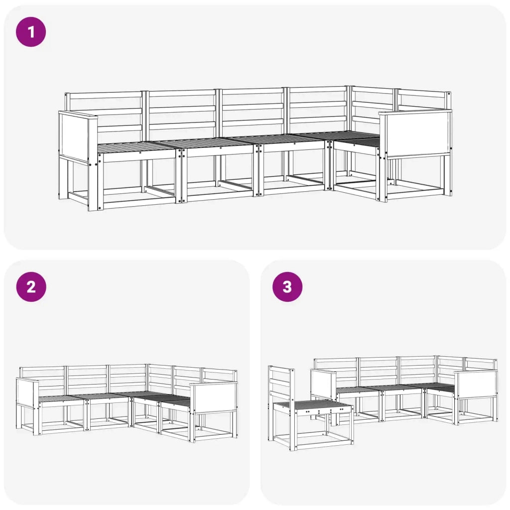Set di divani da esterno 5 pcs Naturale