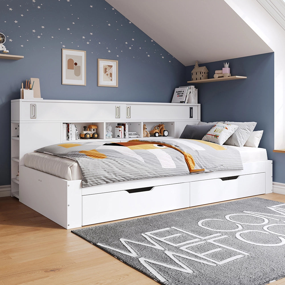 Letto bambini - Xylo - 90x200 cm contenitore bianco