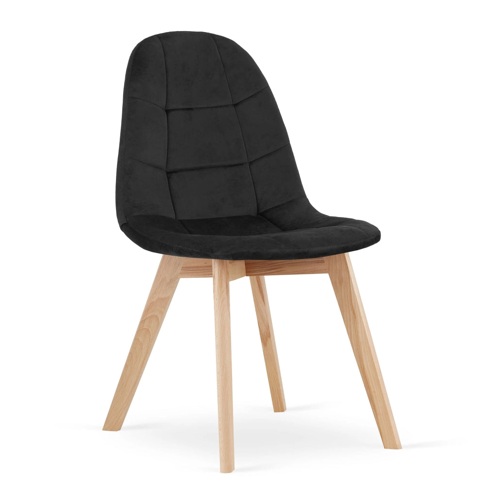 Sedia Valora NUUC in velluto nero, design ergonomico x4
