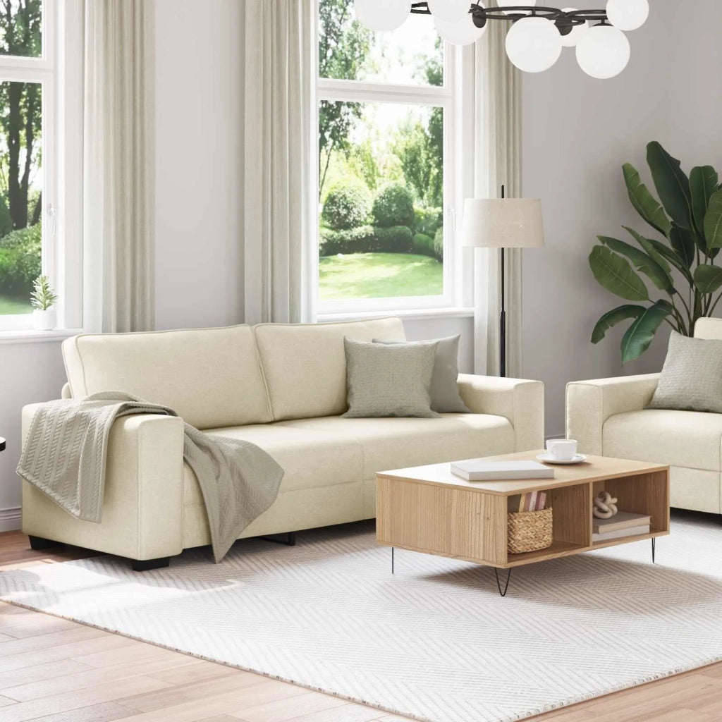 Divano 2 pcs Beige 221 x 80 x 82 cm Tessuto misto lino 3324688