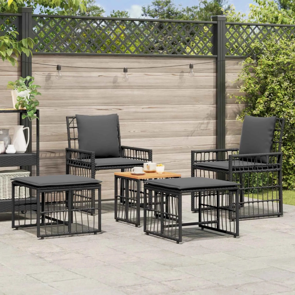 Set di Mobili da Esterno 5 pcs Nero e Grigio scuro 42025136
