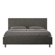 BS COM Letto matrimoniale king size con rete imbottito 170x210 microfibra grigio