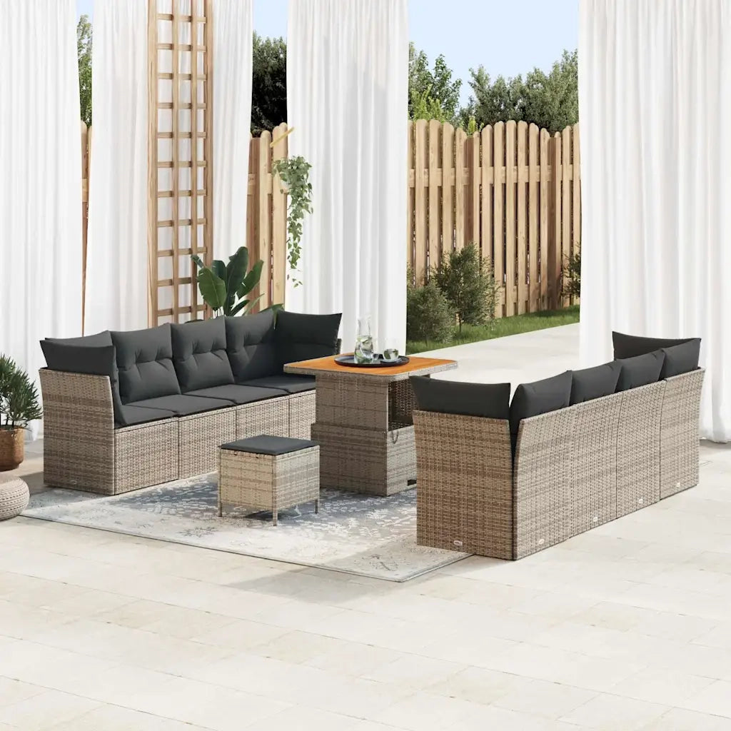 Set Divano da Giardino con cuscino 11 pcs Grigio 3363408