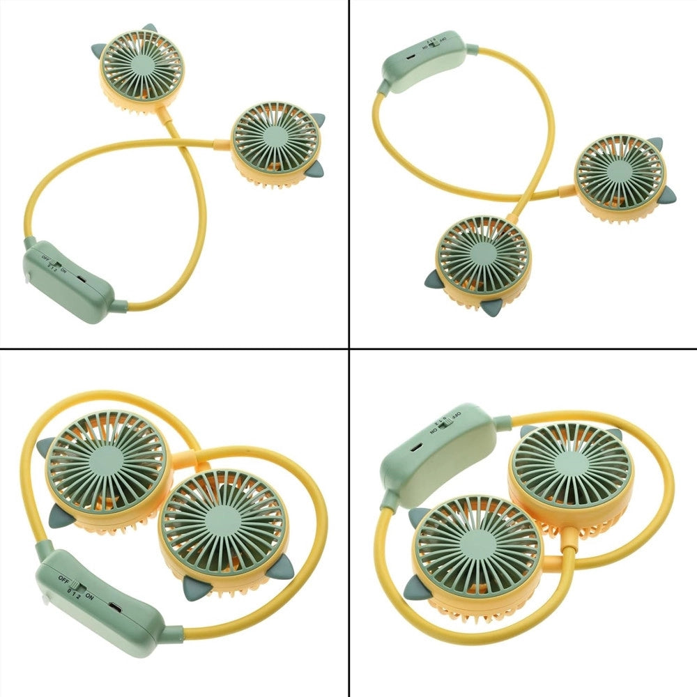 Trade Shop - Ventilatore Portatile Da Appendere Al Collo 2 Velocità Usb Ricaricabile Per Sport Viaggi -