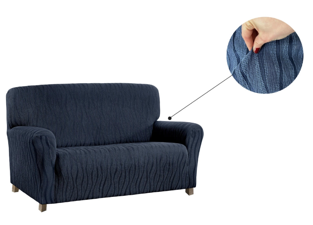 Copridivano Sofà Poltrona Elasticizzato Protezione Macchie Modello Wonderful - 3 Posti - Blu