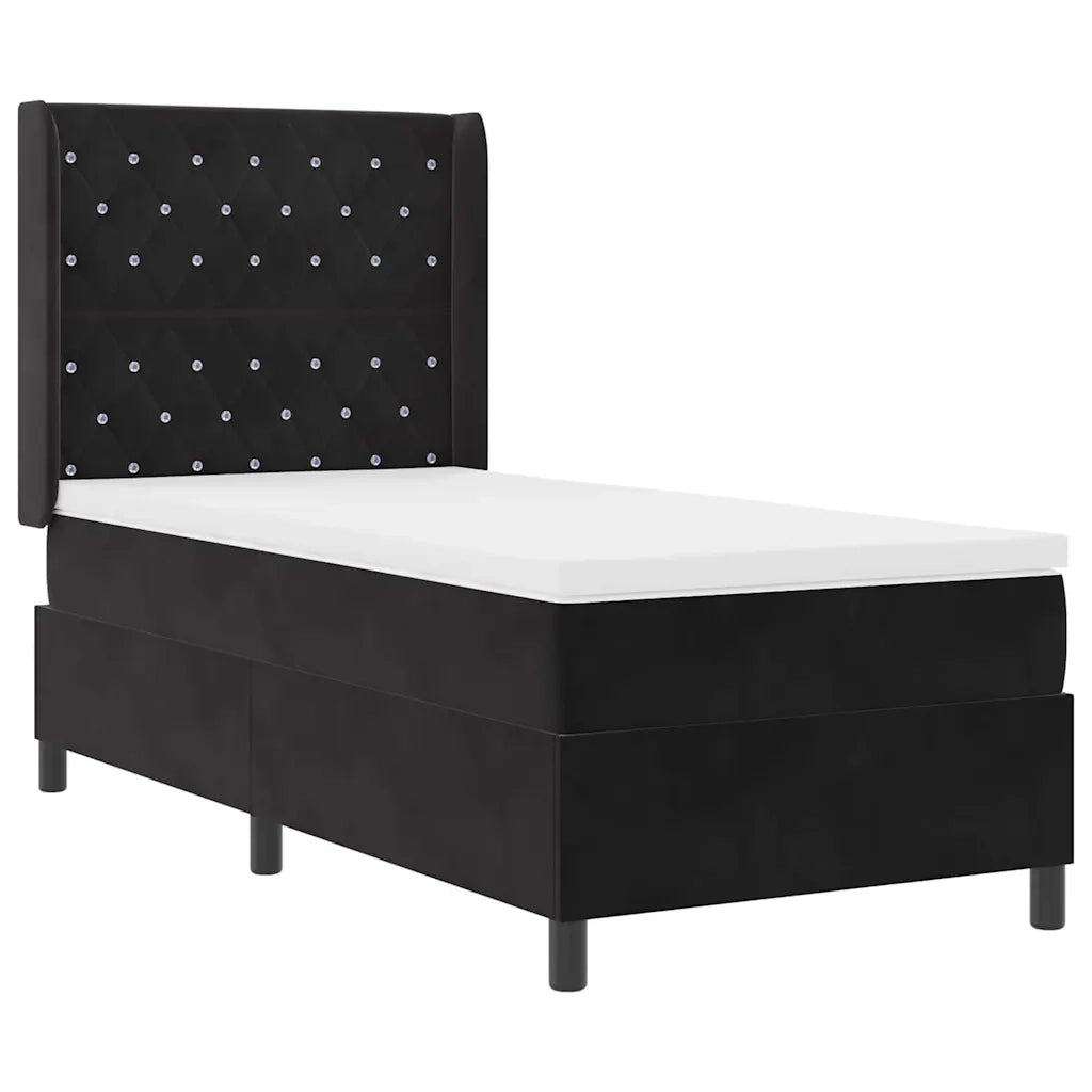 Letto con Box Springs LED e Materasso Nero 90 x 190 cm Velluto 3343792