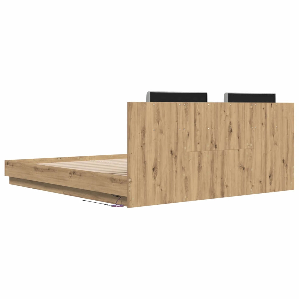 Struttura letto con testata-Giroletto Rovere artigianale 180 x 200 cm