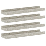 4 pz Mensole da Parete | Scaffali a Parete | Ripiano a parete Grigio Cemento 40x9x3 cm