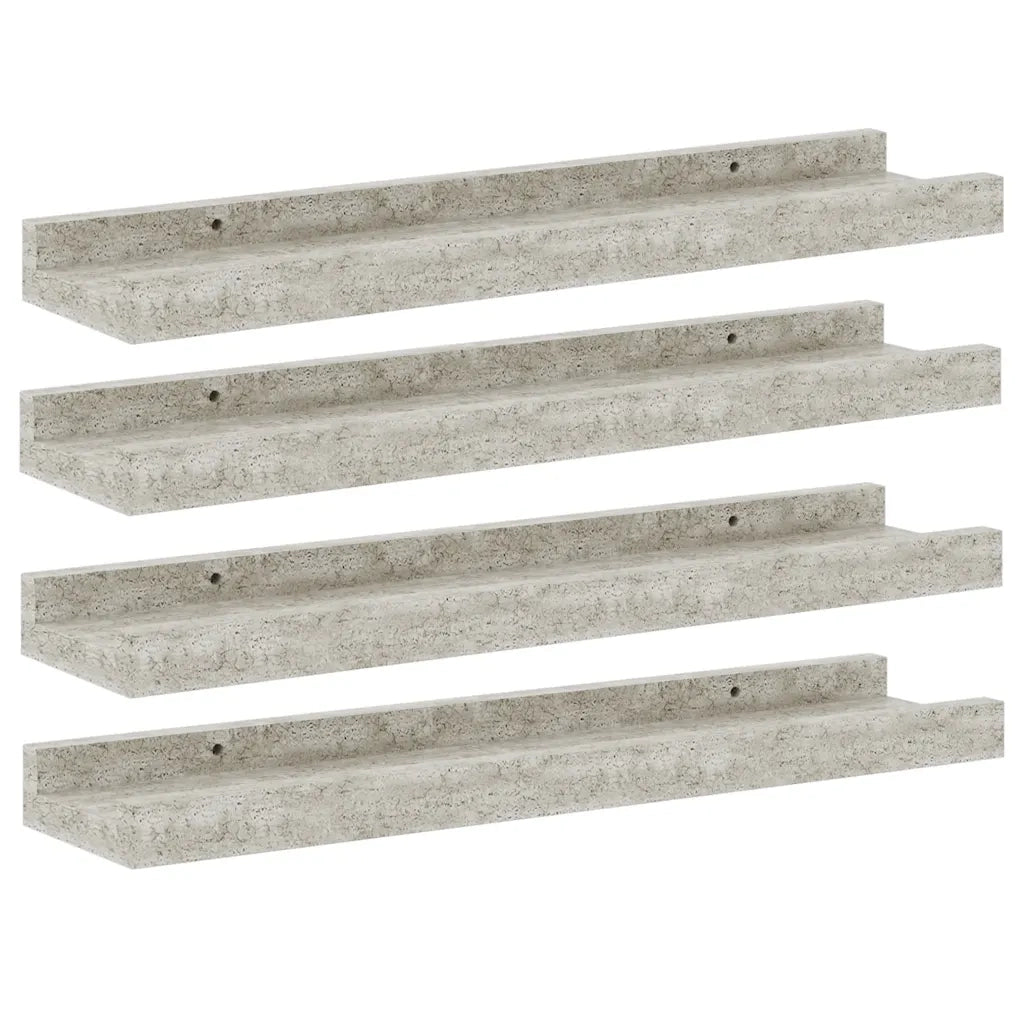 4 pz Mensole da Parete | Scaffali a Parete | Ripiano a parete Grigio Cemento 40x9x3 cm