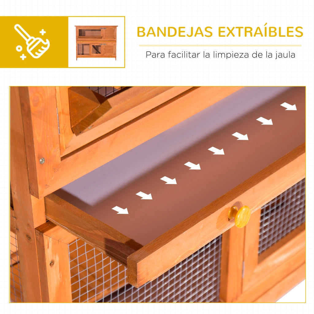 Gabbia per conigli in legno 2 livelli ¨C Minimal ¨C 120x48x100 cm