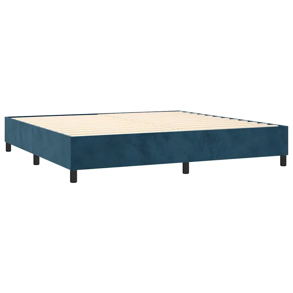 Giroletto a Molle con Materasso Blu Scuro 200x200 cm in Velluto 3129235